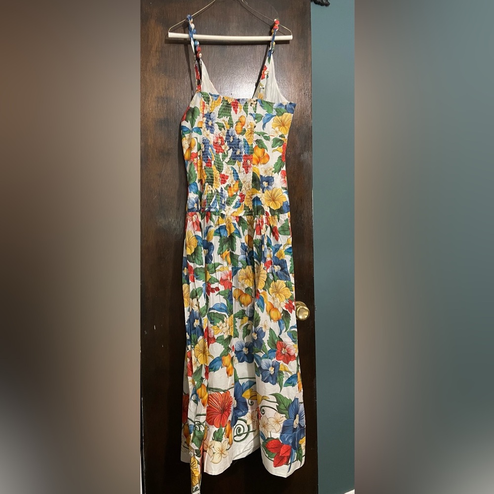 FARM Rio Tropical Cotton White Floral Midi Dress XL - Picture 2 of 4